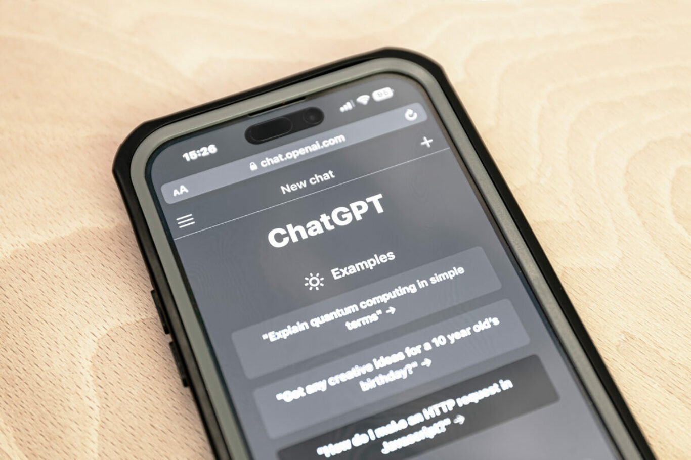 Ostersund, Sweden - Mars 12, 2023: ChatGPT chatbot on an Iphone. .ChatGPT is an artificial intelligence chatbot developed by OpenAI.