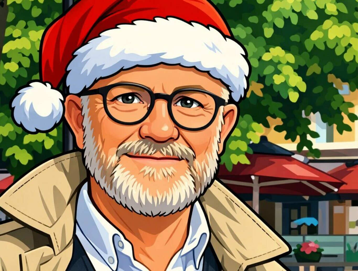 Mats tecknad med tomteluva