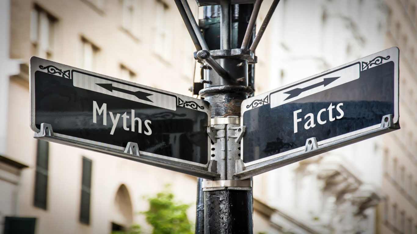 Street Sign the Direction Way to Facts versus Myths