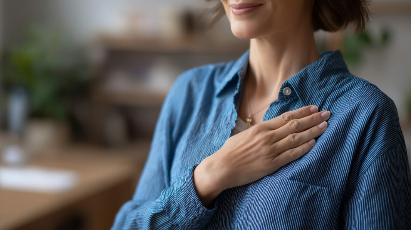Person making loyalty promise oath with hand gesture, individual